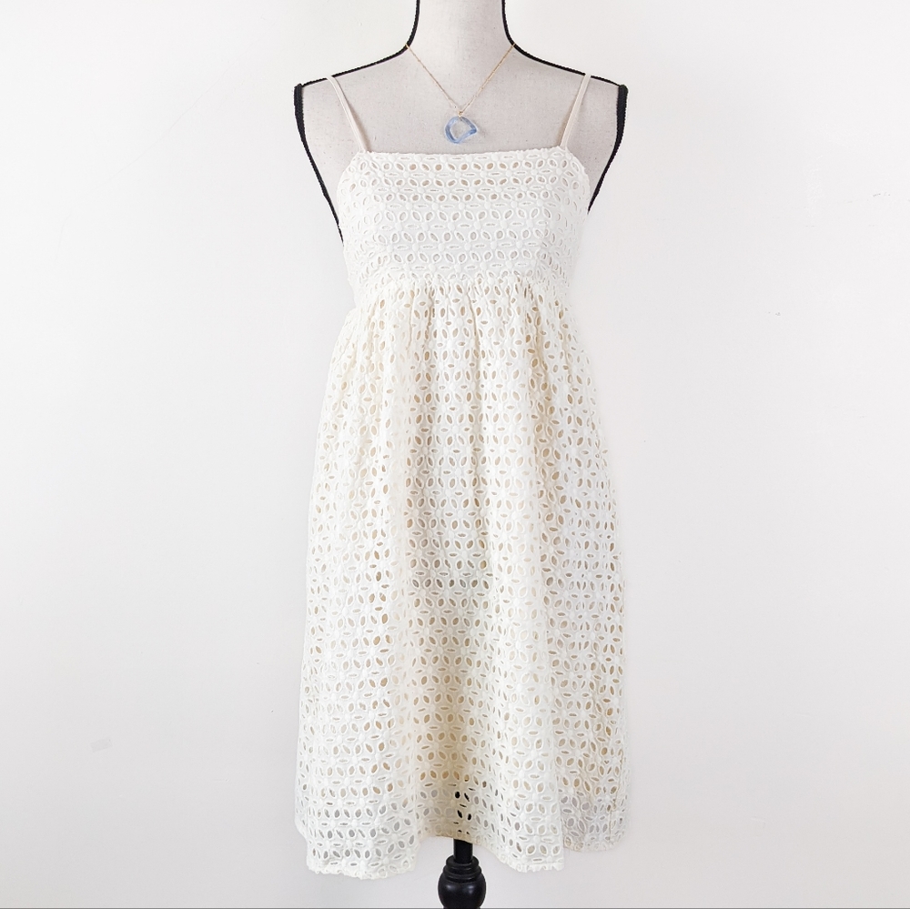 🦋LAST🦋 NWT Storia Cream Eyelet Lace Mini Sundress, Size Large